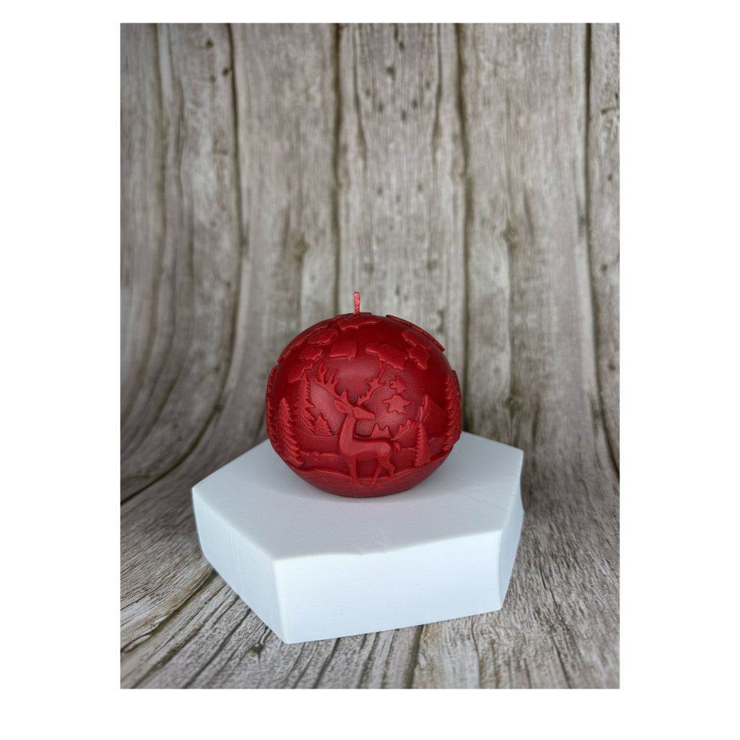 Candela “Sfera Invernale” in Cera di Soia – Edizione Natalizia