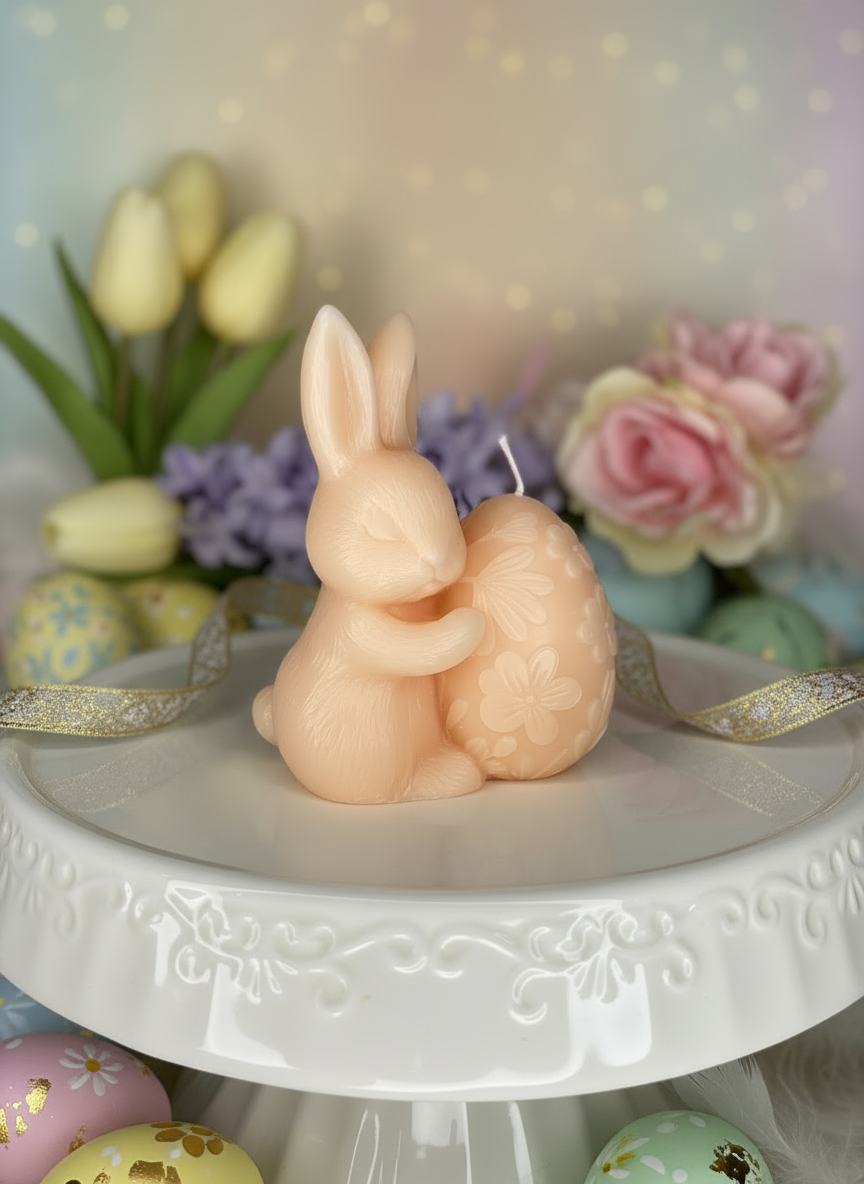 "Abbraccio di Pasqua" – Coniglietto e Uovo Floreale