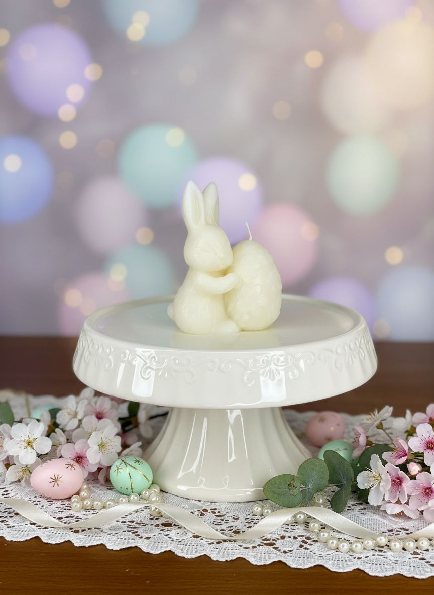 "Abbraccio di Pasqua" – Coniglietto e Uovo Floreale