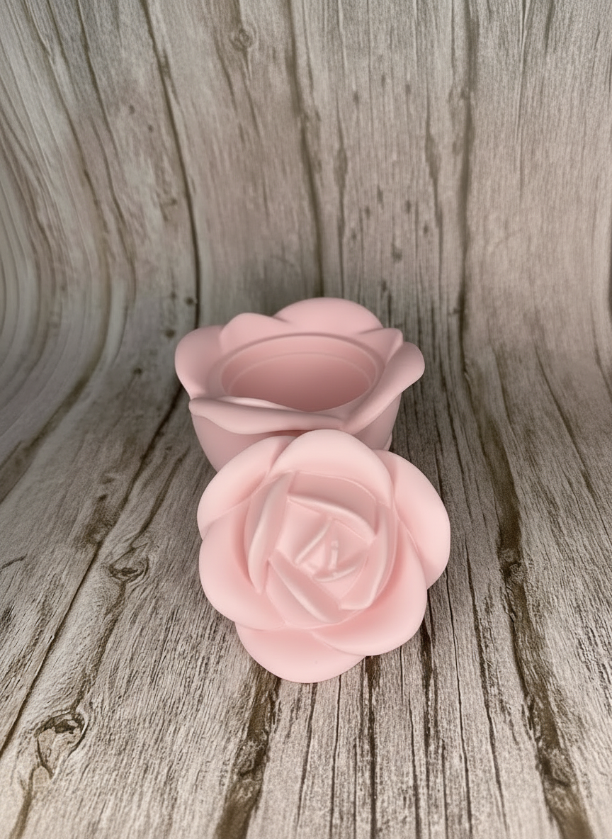 Vasetto Artigianale "Rosa del Deserto" in Gesso – Contenitore e Candela
