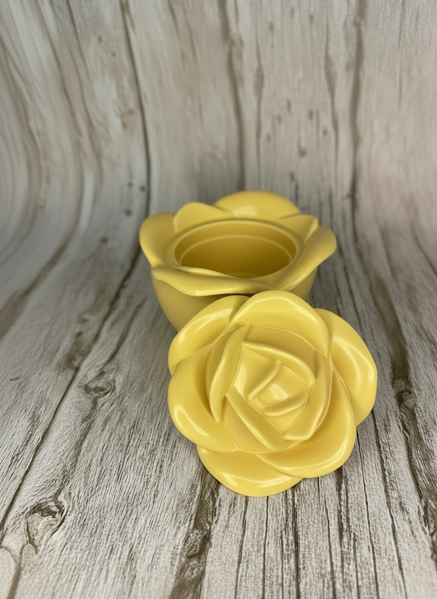 Vasetto Artigianale "Rosa del Deserto" in Gesso – Contenitore e Candela