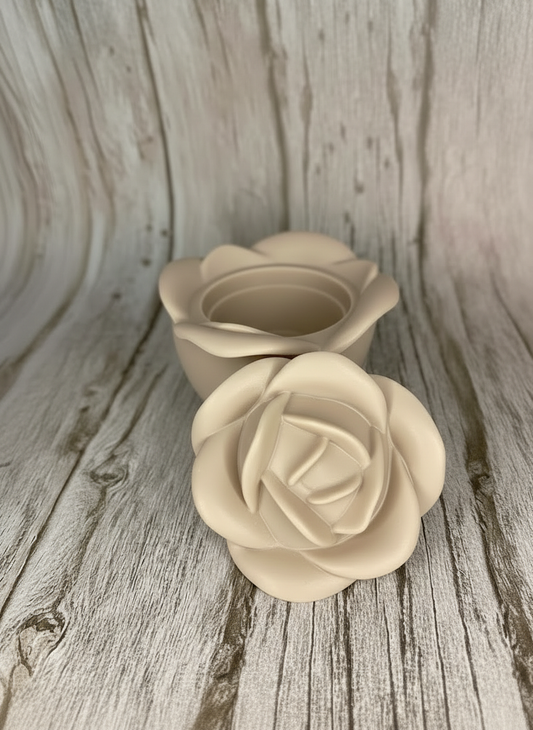Vasetto Artigianale "Rosa del Deserto" in Gesso – Contenitore e Candela
