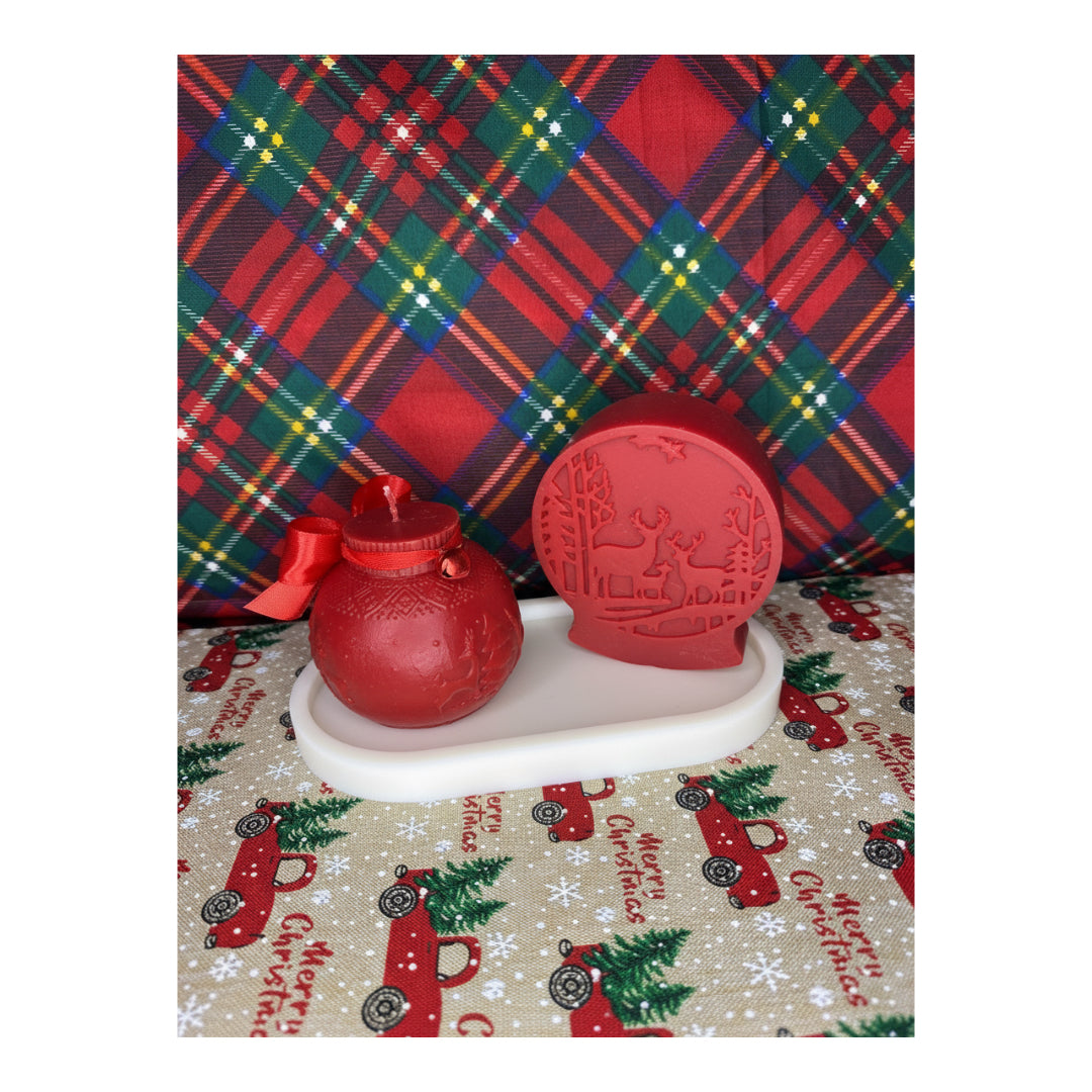 Candela Natalizia in Cera di Soia - Palla e Globo Invernale