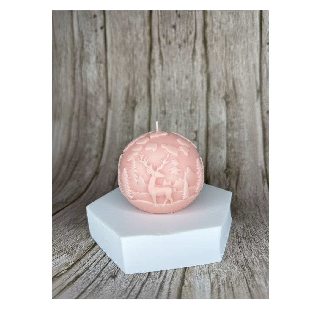 Candela “Sfera Invernale” in Cera di Soia – Edizione Natalizia