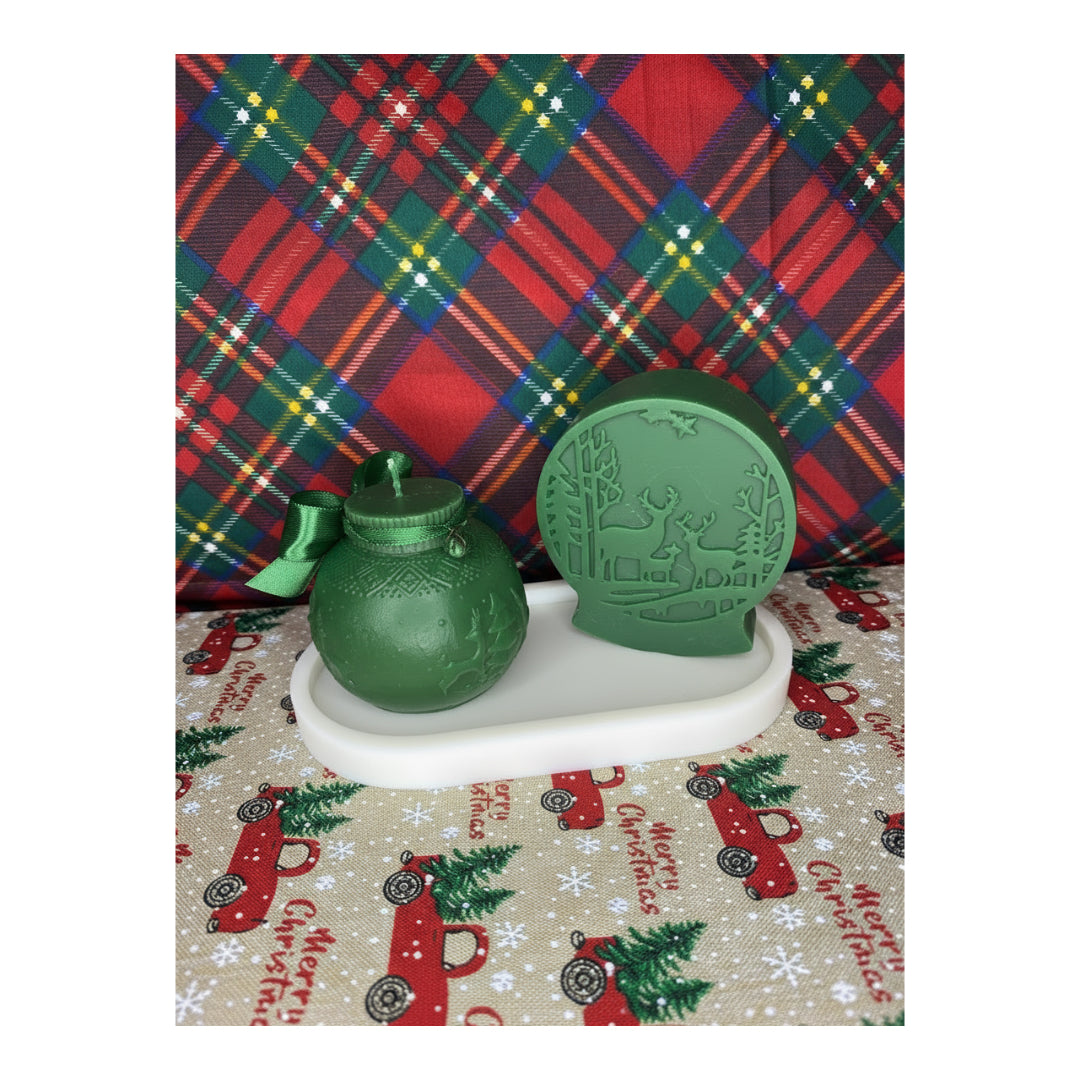 Candela Natalizia in Cera di Soia - Palla e Globo Invernale