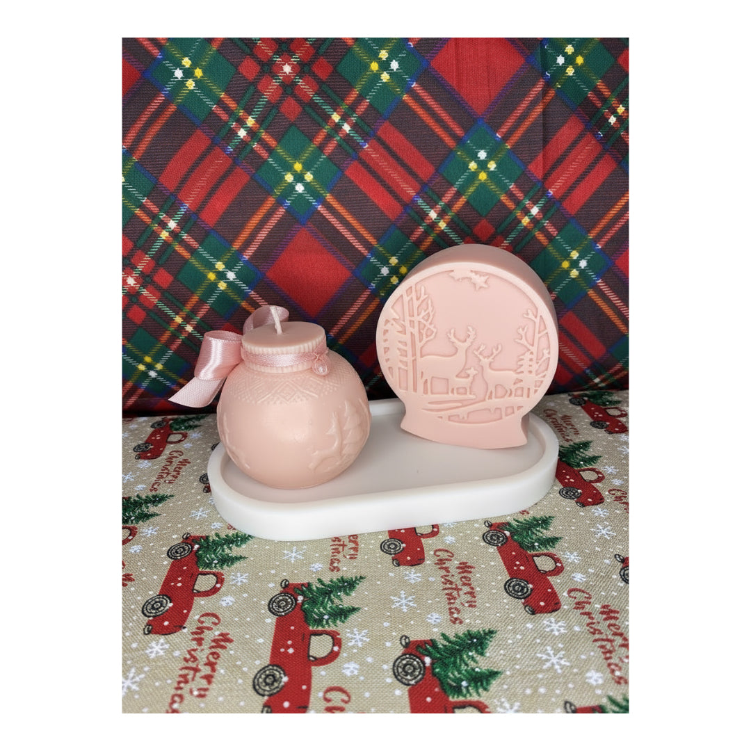 Candela Natalizia in Cera di Soia - Palla e Globo Invernale