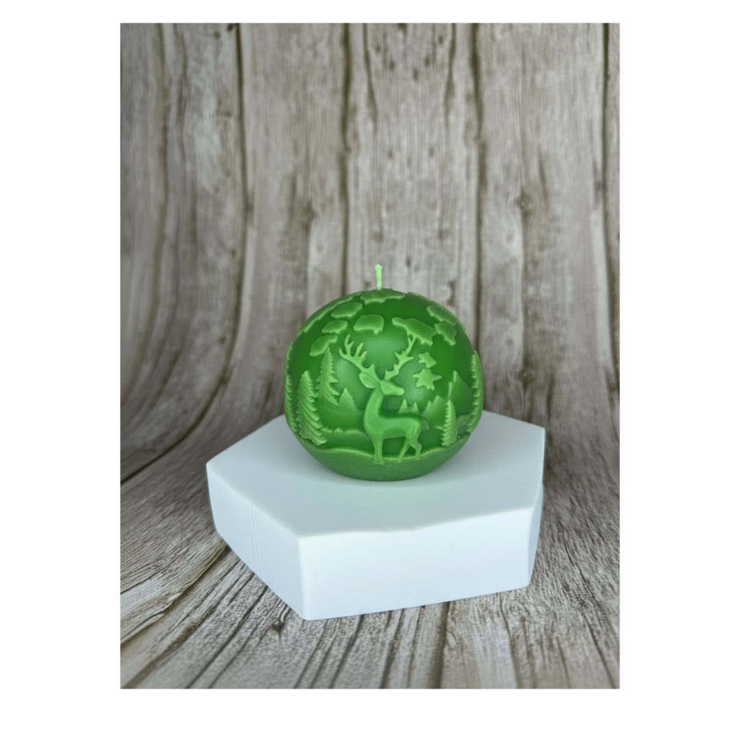 Candela “Sfera Invernale” in Cera di Soia – Edizione Natalizia