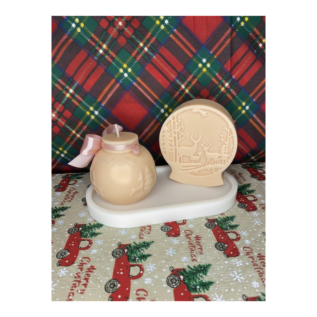 Candela Natalizia in Cera di Soia - Palla e Globo Invernale