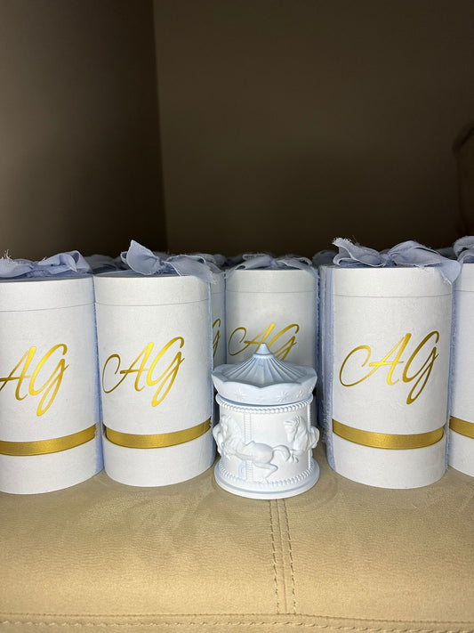 Carillon in gesso con candela in cera di soia