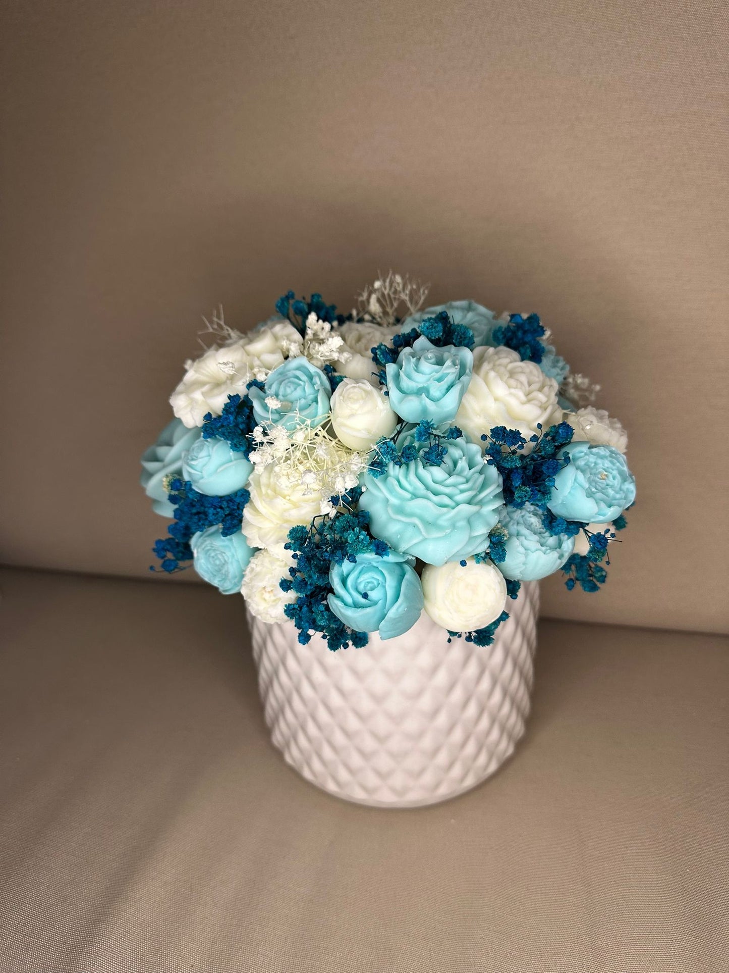 Bouquet Infinito "Sinfonia Turchese" – Composizione Artigianale in Cera di Soia
