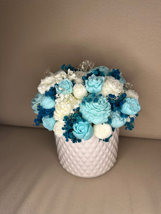 Bouquet Infinito "Sinfonia Turchese" – Composizione Artigianale in Cera di Soia