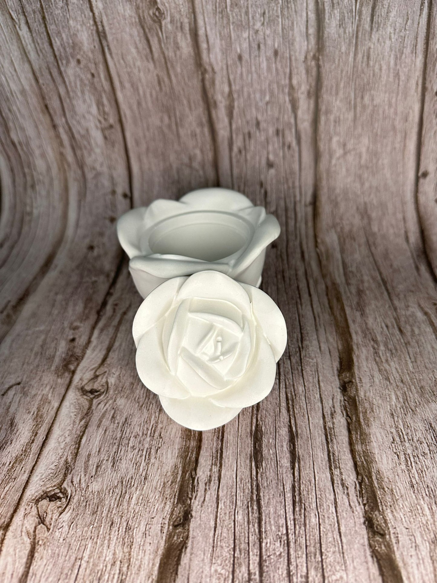 Vasetto Artigianale "Rosa del Deserto" in Gesso – Contenitore e Candela