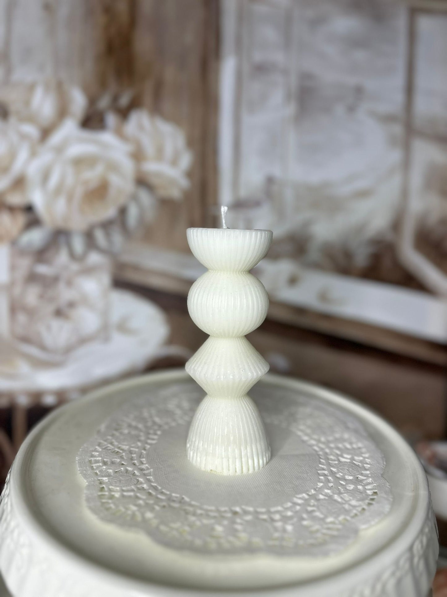 Candela Scultura IVORY TOTEM - Geometria e Purezza